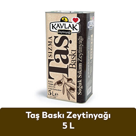 Kavlak Taş Baskı Soğuk Sıkım Zeytinyağı 5 LT