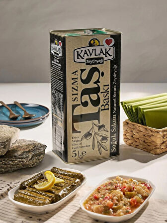 Kavlak Taş Baskı Soğuk Sıkım Zeytinyağı 5 LT