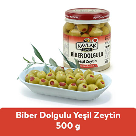 Kavlak Biber Dolgulu Yeşil Zeytin 500 GR