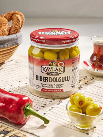Kavlak Biber Dolgulu Yeşil Zeytin 500 GR
