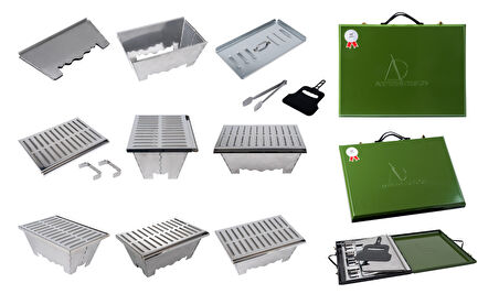 Zugspitzar Artera Metal Çantalı Yağ Oluklu Katlanır Mangal