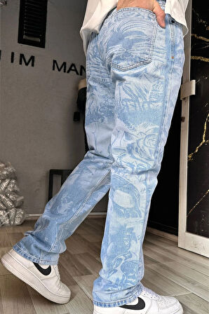 Erkek Mixxed Patern Baggy Jeans