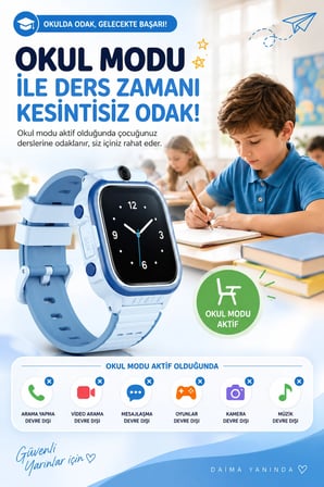 4G Akıllı Çocuk Saati  Sim Kartlı GPS Rota Takipli Kameralı Görüntülü Konuşmalı SOS 800mAh