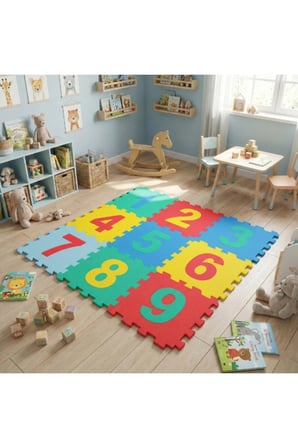 10 Adet Sayılar Puzzle Yer Matı – EVA Oyun Matı Ve Eğitici Sayı Puzzle Matı, 33X33 CM Parçalı Tasarım, Play Mat