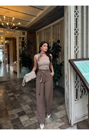 Linda Twil Kumaş Aksesuarlı Pantolon