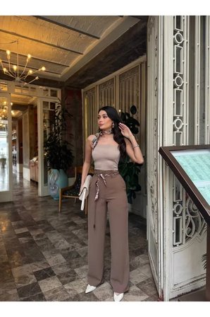 Linda Twil Kumaş Aksesuarlı Pantolon