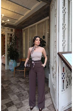 Linda Twil Kumaş Aksesuarlı Pantolon