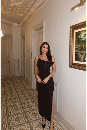 Dalgıç Kumaş Tek Omuz Aksesuarlı Elbise