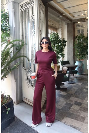 Oysho Kumaş Detay Bağlamalı Takım — Bordo