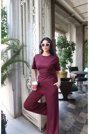 Oysho Kumaş Detay Bağlamalı Takım — Bordo