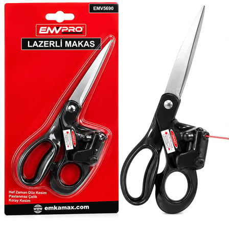 Lazerli Makas - Terzi Makası - Pilli - Kırmızı Lazer Kesim Yardımcısı Hobi Gereci Projeler İçin
