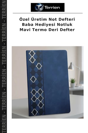 Özel Üretim Not Defteri Baba Hediyesi Notluk Mavi Termo Deri Defter