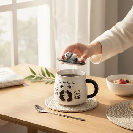3D Kabartmalı 400ml Sevimli Panda Kupa Bardak