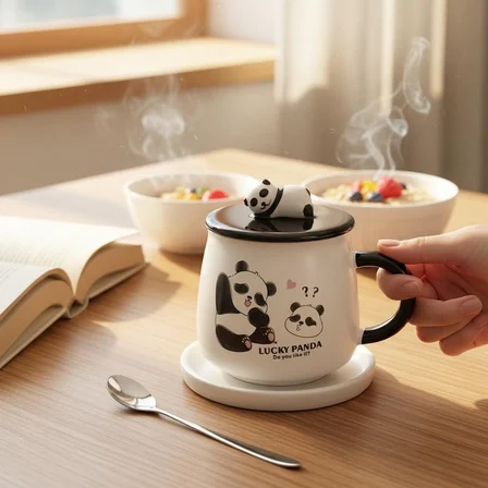 3D Kabartmalı 400ml Sevimli Panda Kupa Bardak