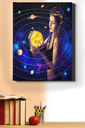 Sayılarla Boyama Seti Kasnaklı Ejderha Dövmeli Kız 50 X 65 Cm