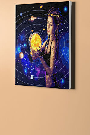 Sayılarla Boyama Seti Kasnaklı Ejderha Dövmeli Kız 50 X 65 Cm