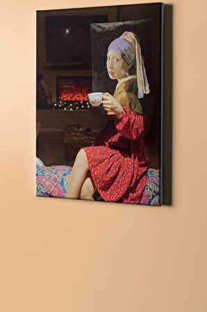 Sayılarla Boyama Seti Kasnaklı Inci Küpeli Kız Kahve Keyfi 60x75 Cm