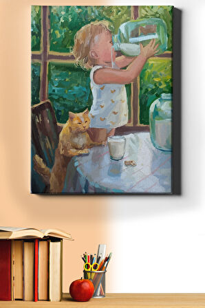 Sayılarla Boyama Seti Kasnaklı Miniklerin Süt Keyfi 50x65 Cm