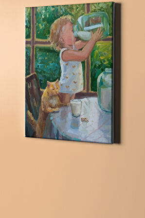 Sayılarla Boyama Seti Kasnaklı Miniklerin Süt Keyfi 50x65 Cm