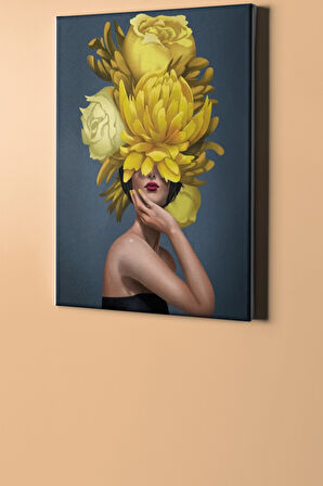 Sayılarla Boyama Seti Kasnaklı Sarı Çiçek Kadın 40x50 Cm