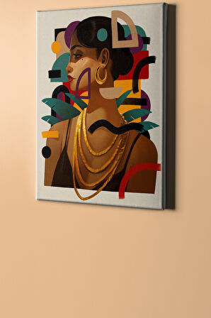 Sayılarla Boyama Seti Çerçeveli Kasnaklı Süslü Kadın 60x75 Cm