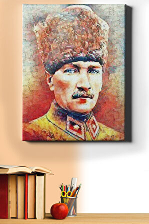 Sayılarla Boyama Seti Çerçeveli Kasnaklı Renkli Atatürk 6 50x65 Cm