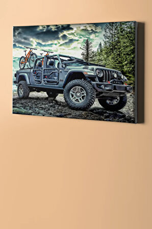 Sayılarla Boyama Seti Çerçeveli Kasnaklı Arazideki Araba 50x65 Cm