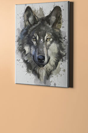 Sayılarla Boyama Seti Çerçeveli Kasnaklı Gri Kurt 60x75 Cm