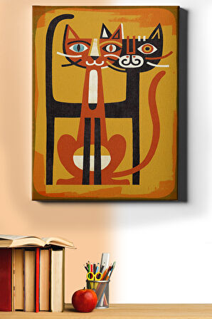 Sayılarla Boyama Seti Çerçeveli Kasnaklı Iki Tekir 60x75 Cm