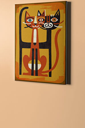 Sayılarla Boyama Seti Çerçeveli Kasnaklı Iki Tekir 60x75 Cm