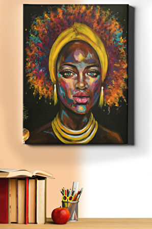 Sayılarla Boyama Seti Çerçeveli Kasnaklı Renkli Afrikalı 40x50 Cm