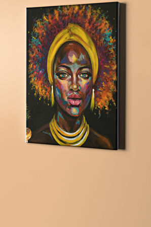 Sayılarla Boyama Seti Çerçeveli Kasnaklı Renkli Afrikalı 40x50 Cm