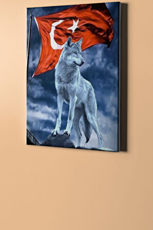 Sayılarla Boyama Seti Çerçeveli Kasnaklı Tepedeki Kurt 40x50 Cm
