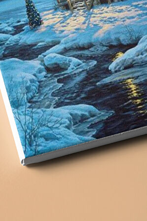 Sayılarla Boyama Seti Çerçeveli Kasnaklı Karlı Ev 60x75 Cm