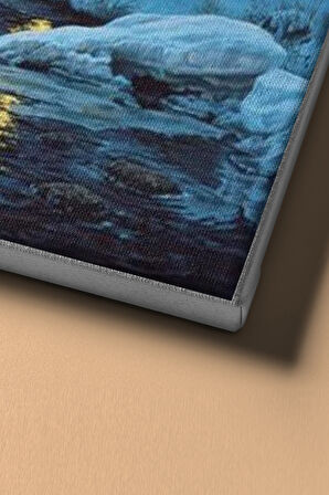 Sayılarla Boyama Seti Çerçeveli Kasnaklı Karlı Ev 60x75 Cm