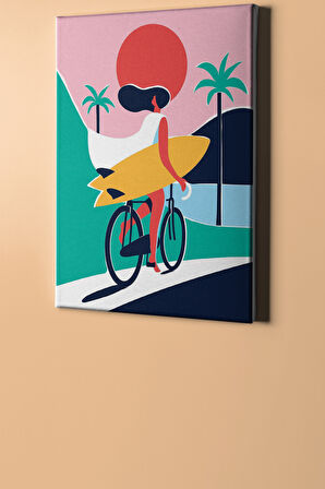 Sayılarla Boyama Seti Çerçeveli Kasnaklı Sörfçü Kız 50x65 Cm