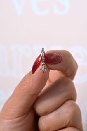 Kutup Yıldızı Halka Tragus Piercing Helix Kıkırdak Küpesi Gümüş Renkli