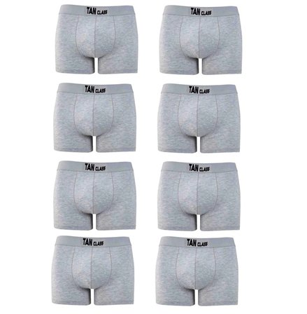 Erkek Likralı 8 Adet Gri Premium 1.Kalite Pamuklu Penye Esnek Kumaş Boxer Baksır