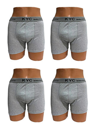 4 Adet Gri Renk 1.Kalite Pamuklu Likralı Penye Esnek Kumaş Boxer Baksır