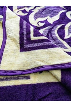 Başaran Mor Serisi Lüks Peluş Akrilik Uşak Battaniyesi