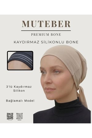 Kaydırmaz Silikonlu Bone - Önü Çift Kat - Bağlamalı Model - Rahat İç Bone
