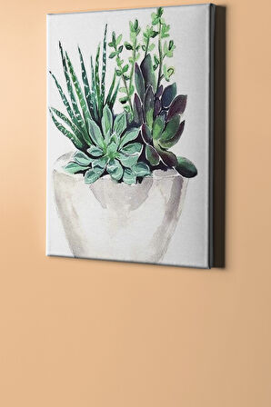 Saksıdaki Çiçekler Sayılarla Boyama Seti Kasnaklı 50x65