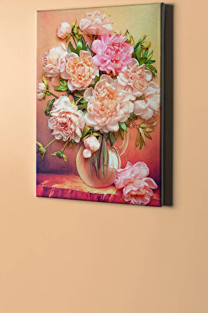 Bir Demet Sakayık Renkli Sayılarla Boyama Seti Kasnaklı 40x50 Cm