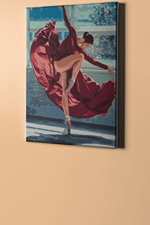 Kırmızı Dans Sayılarla Boyama Seti Kasnaklı 40x50 Cm