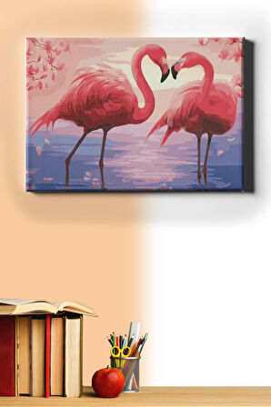 Aşık Flamingolar Sayılarla Boyama Seti Kasnaklı 40 X 50 Cm