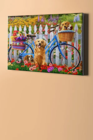 Sevimli Köpekler Ve Bisiklet Sayılarla Boyama Seti Kasnaklı 40 X 50 Cm