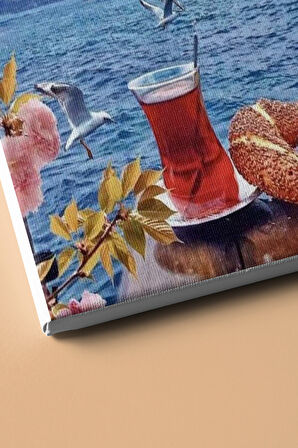 Üsküdar Da Çay Simit Sayılarla Boyama Seti Kasnaklı 40x50 Cm