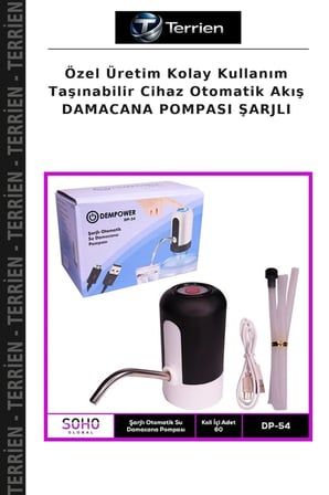 Özel Üretim Kolay Kullanım Taşınabilir Cihaz Otomatik Akış DAMACANA POMPASI ŞARJLI