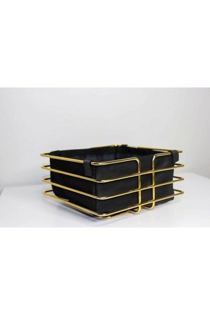 Metal Şeritli Kare Gold Ekmeklik Kumaş Kare Ekmeklik