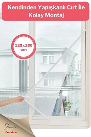 Ayarlanabilir Pratik Pencere Cam Kapı Sineklik Cırt Bantlı Hazır Yapışkanlı 125 Cm X 150 Cm - 5,6 Mt